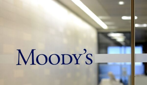Moody’s logo on office glass wall