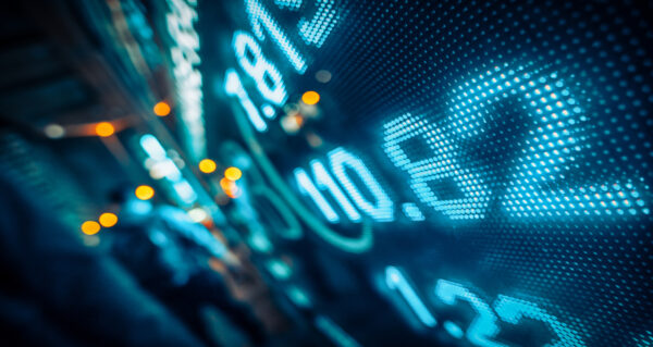 Close-up of currency exchange data on screen